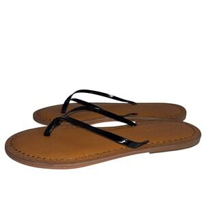 Vineyard Vines Flip Flop Sandals Women's 9 Black‎ Tan Patent Thong